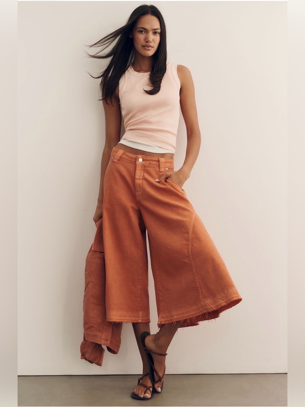 Anthropologie Pilcro Regenerative Cotton Circle Crop High-Rise Culotte Jeans